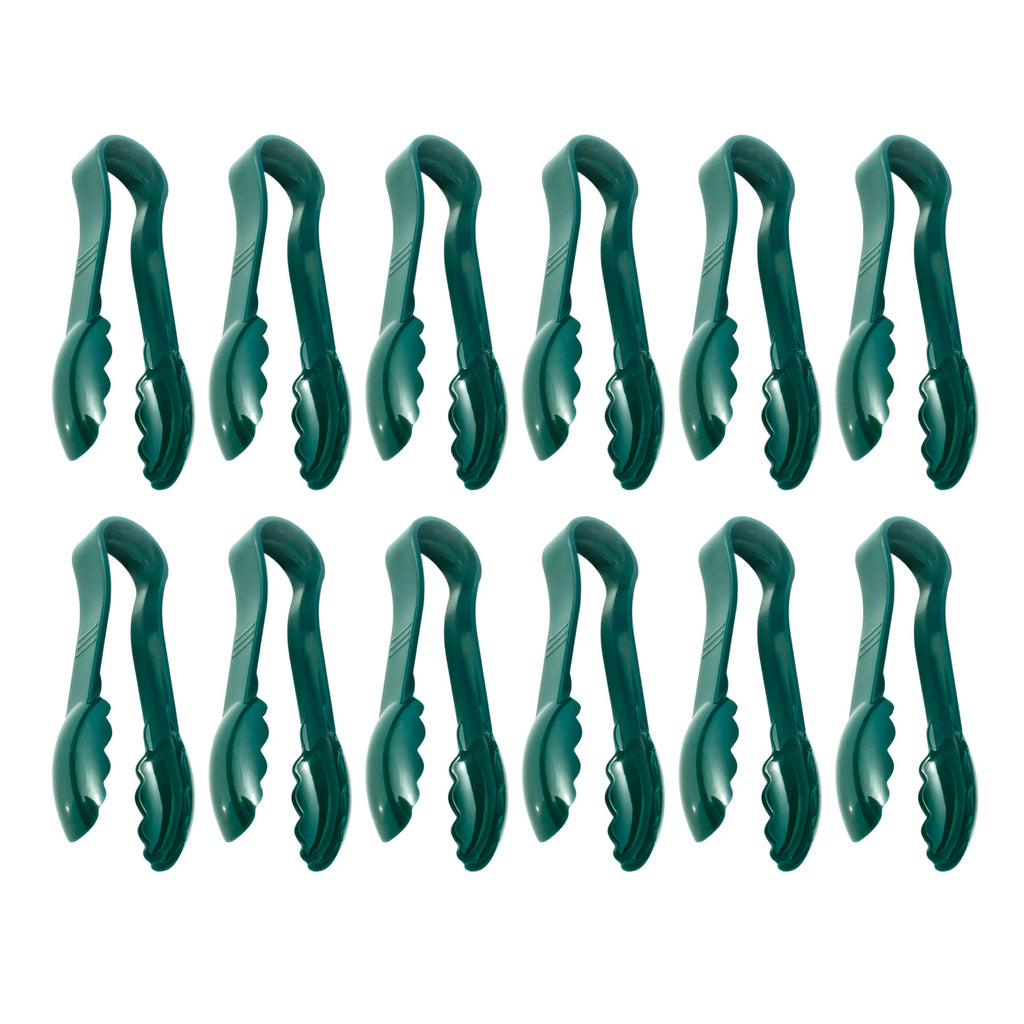 New Star Foodservice Utility Tong, High Heat Plastic, Scalloped, Set of 12 (6-Inch, Clear)