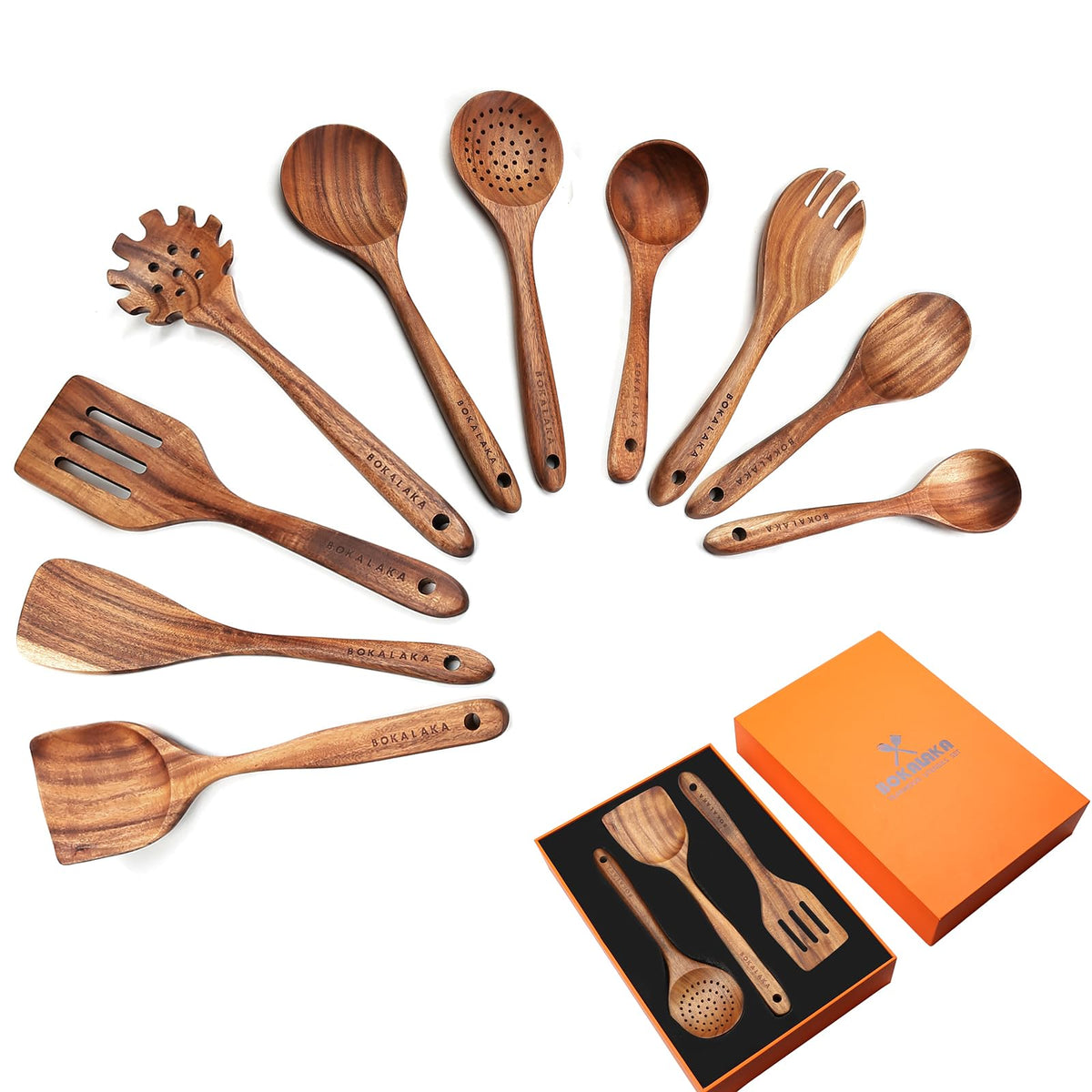 Wooden Spoons for Cooking,12 Pack Wooden Utensils for Cooking Wooden Cooking Utensils Wooden Kitchen Utensils Set Natural Teak Wooden Spatulas for Cooking