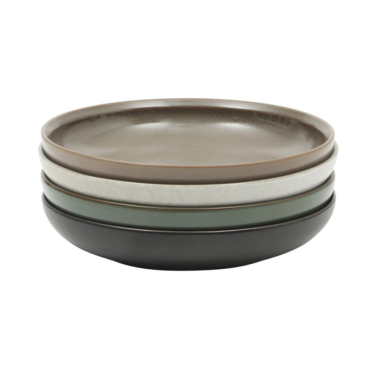 Gibson Elite Beckett 4-Piece Multi-Color 9 Inch Dinner Plate Bowl Set – Reactive Glaze Stoneware – Shallow Serving Pasta Bowls (Blate) – Wide-Rim Round Design – Microwave & Dishwasher Safe