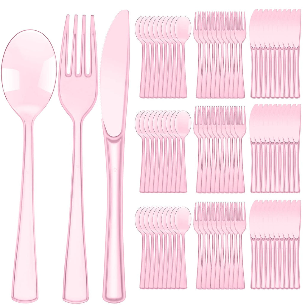 Minatee 150 Pcs Purple Disposable Cutlery Set, Plastic Silverware Set