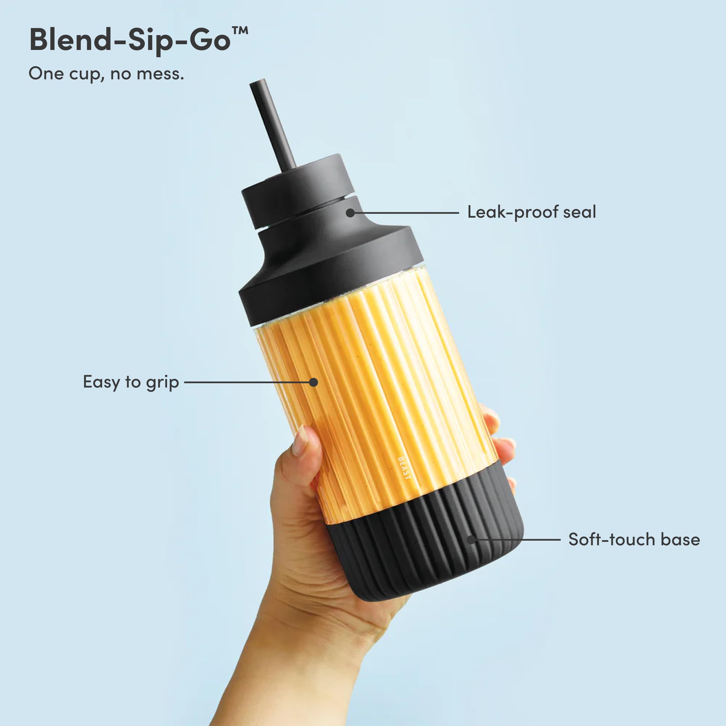 Beast Mini Blender, Countertop Kitchen Blender, Carbon Black, 600W