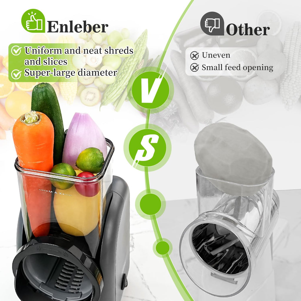Electric Cheese Grater Rotary Slicer-One-Touch Control Vegetable Slicer, Nuts Grinder Cheese Shredder for Home Kitchen Use, 6 Replaceable Stainless Steel Blades(Black)