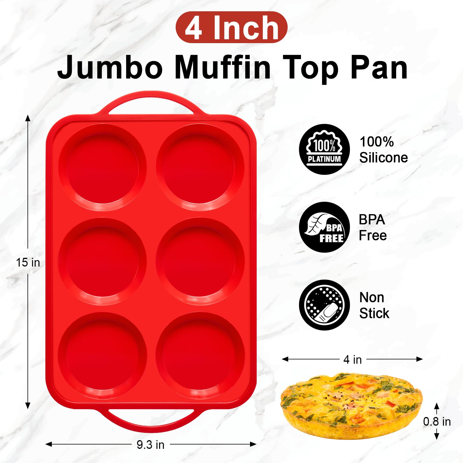 Puyeipt 4 Inch Jumbo Muffin Top Pans with Metal Frame, 2 Pack, 12 Cups