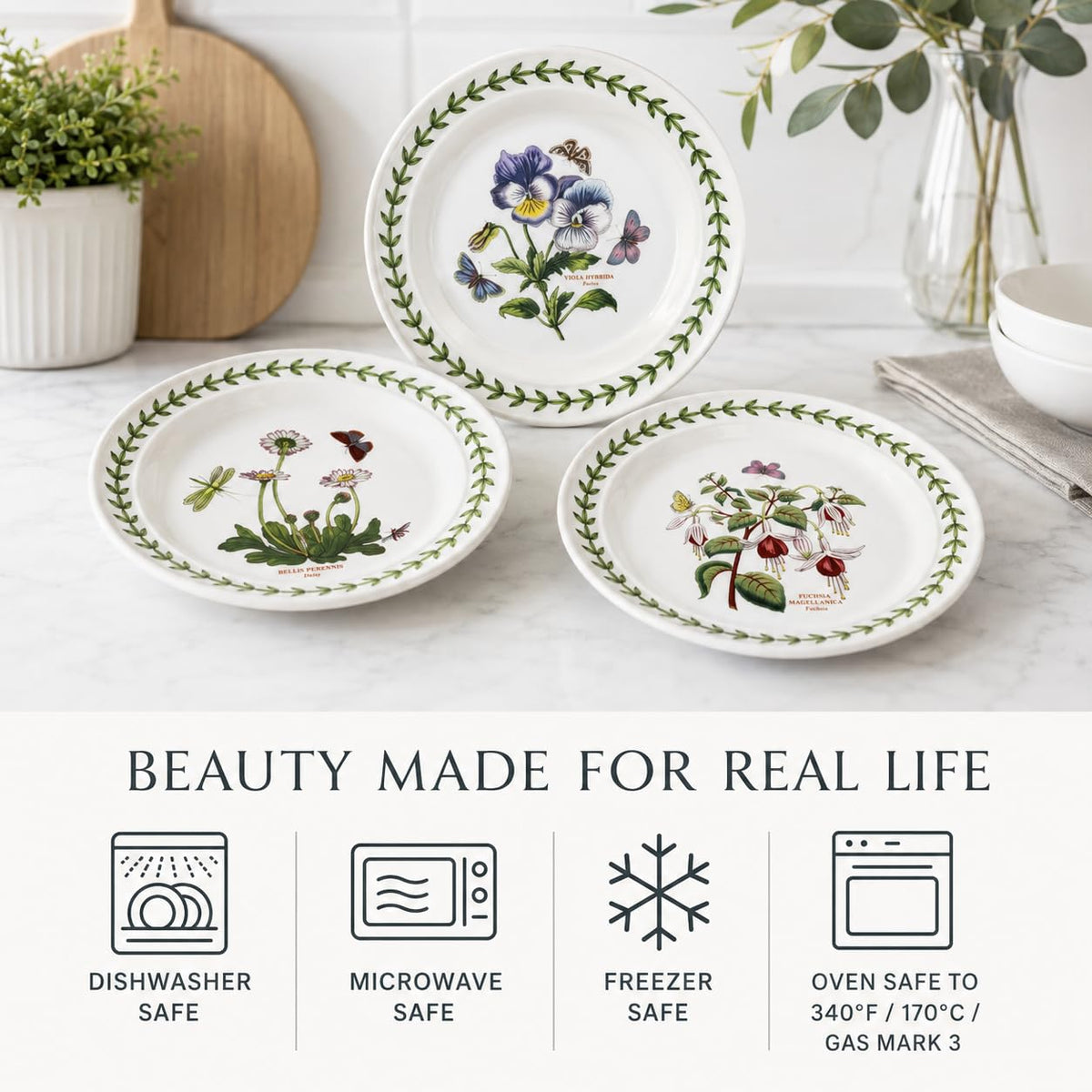 Portmeirion Botanic Garden Side Plates - Assorted Floral Patterns, Set of 6