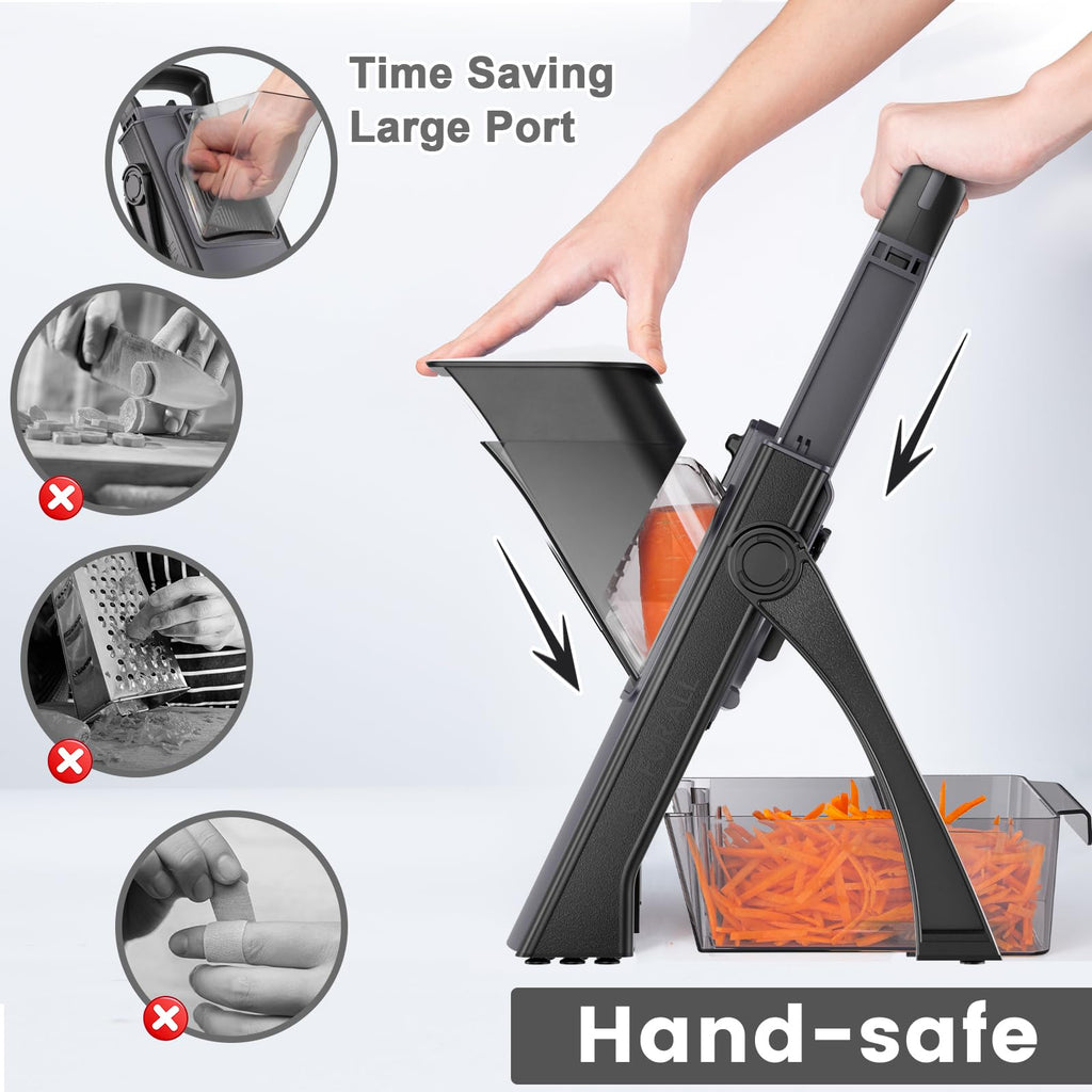 ZTQCSQ [All in 1] Safe Mandoline Veggie Slicer + Spiralizer for Kitchen