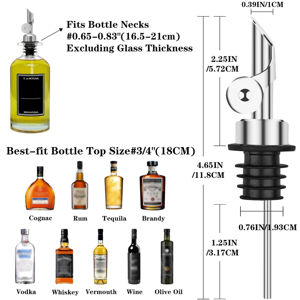 Lubise 4 Pcs Olive Oil Dispenser Bottle Spout, Speed Liquor Pour Spout with Flip Top, Stainless Steel Auto Pour Spouts for Liquor Bottles, Oil Bottles, Vinegar, Syrup and Other Liquid Bottles