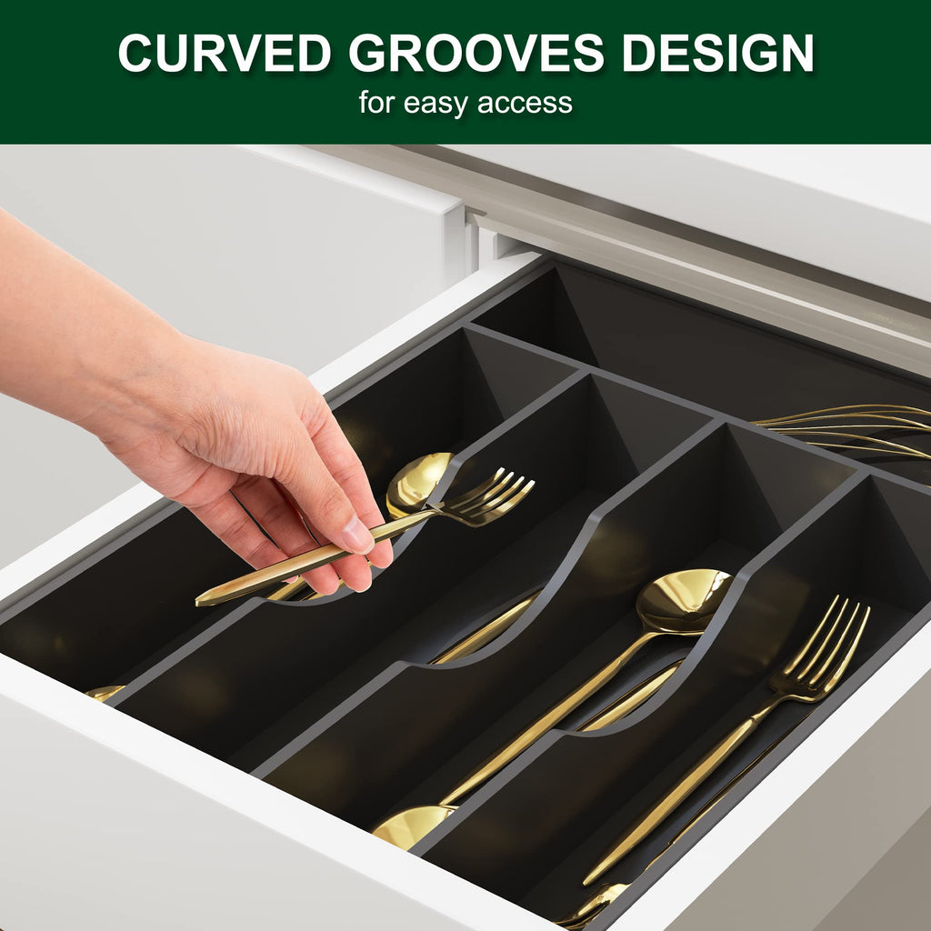 Utensil Organizer 10'' Silverware Drawer Organizer Cutlery Kitchen Bamboo