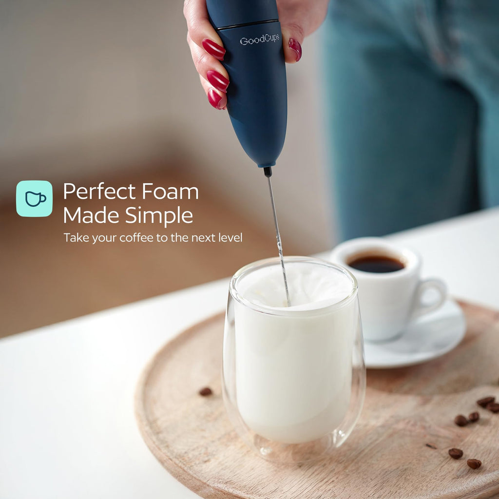 Milk Frother Handheld – Electric Foam Maker Wand with Stainless Steel Whisk – Battery Powered Mini Mixer for Coffee, Matcha, Lattes & Cappuccinos