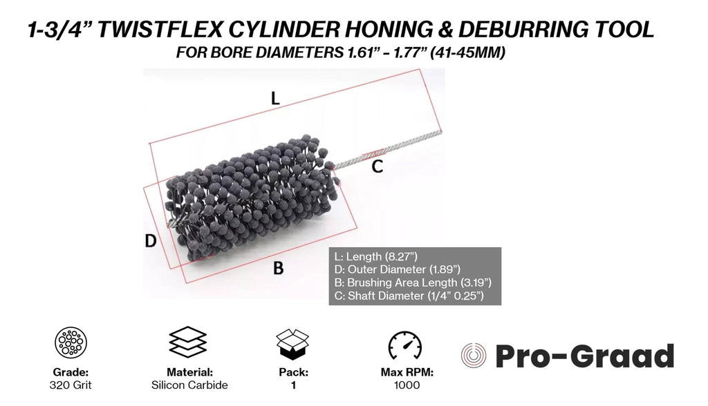 1-3/4” 320 Silicon Carbide TwistFlex Cylinder Hone 42-45mm