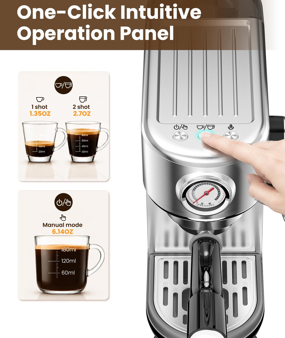 atatix Espresso Machine with Milk Frother, 20 Bar Pressure Espresso Maker