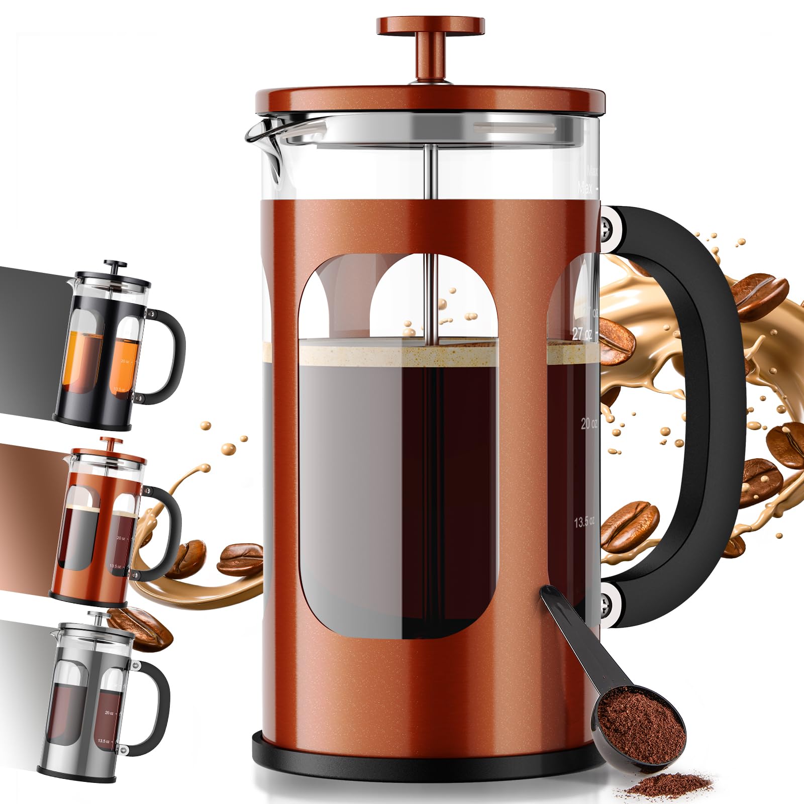 Veken French Press Coffee Maker,No Plastic Touching Cafe,34oz 1L Cafetera