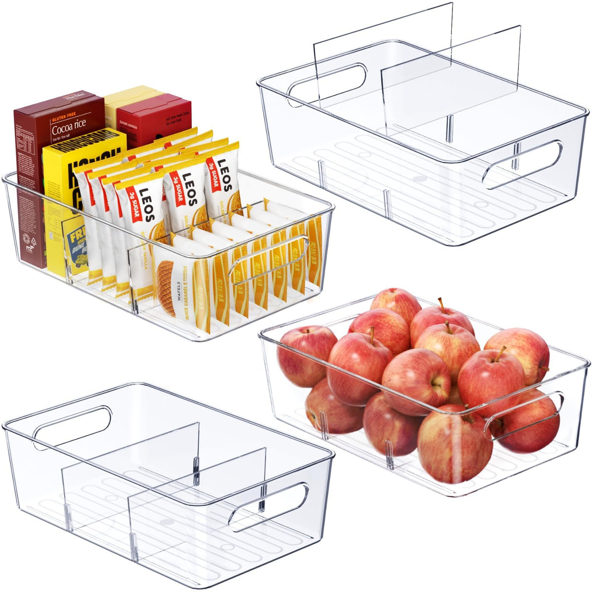 Mpotmiy 6-Pack Pantry Organizers and Storage, Clear Fridge Organizer Bins