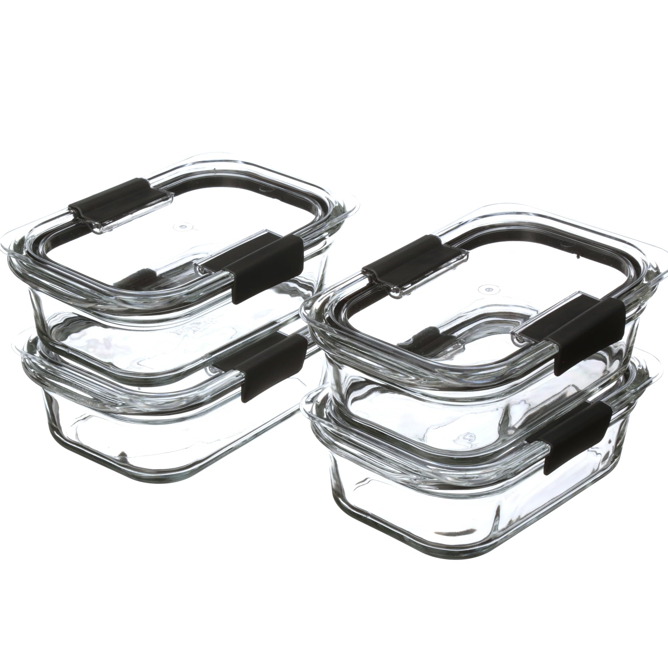 Rubbermaid Brilliance Glass Food Storage Containers, 3.2 Cup, Set of 4, BPA-Free, Leak-Proof, Clear