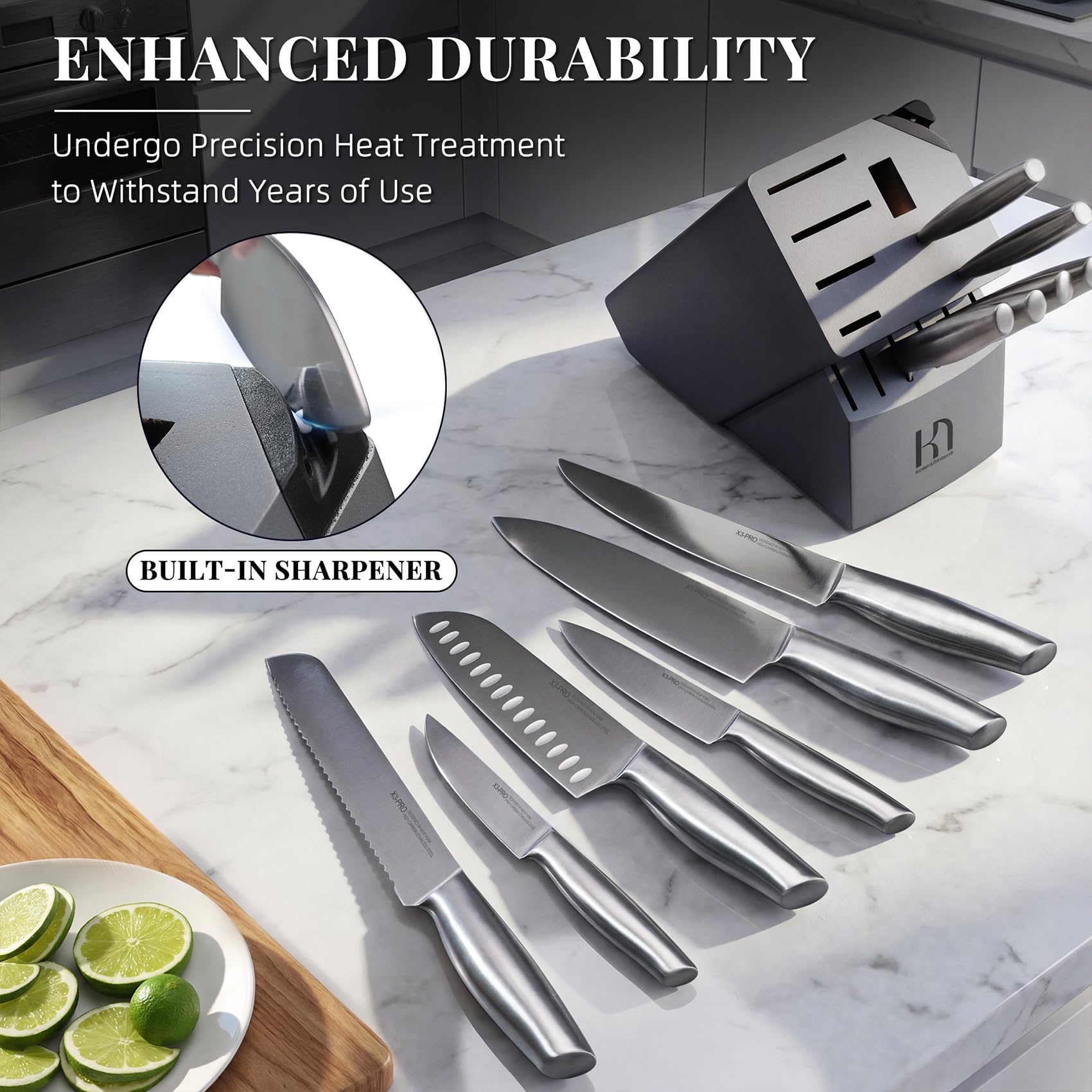 KnifeSaga 14 Pcs Kitchen Knife Set, Premium, Razor Sharp, Japanese Steel