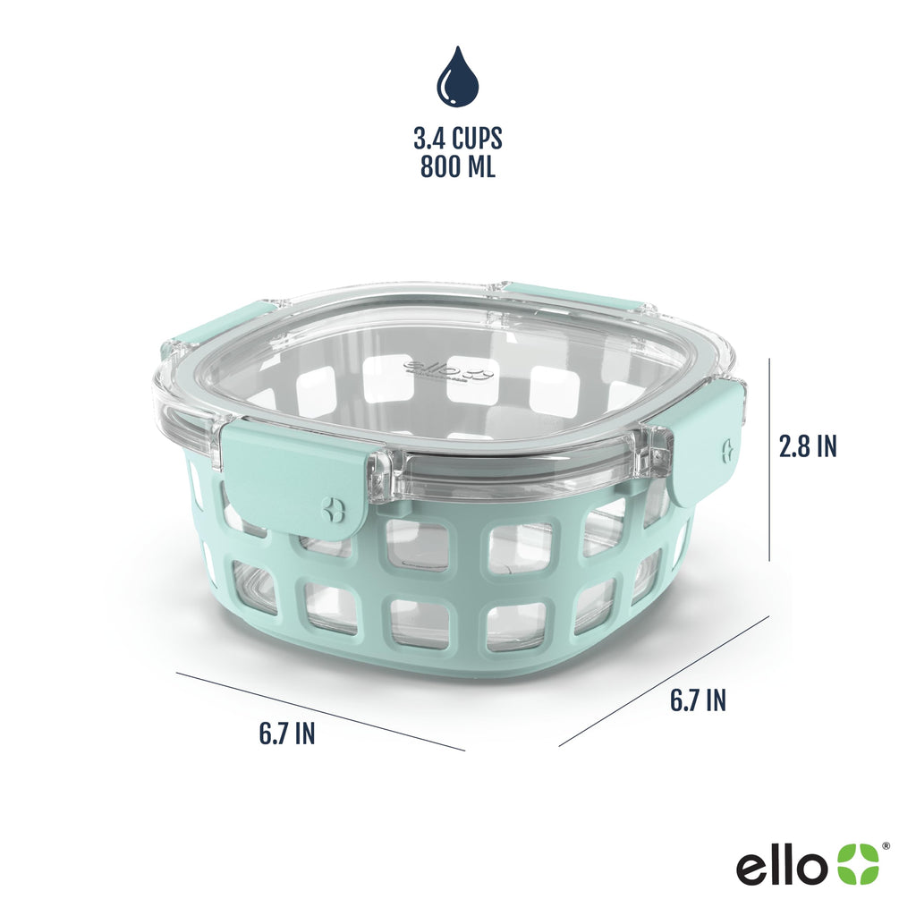 Ello Duraglass 3.4 Cup Round Glass Meal Prep Containers, 10 Pc, Melon