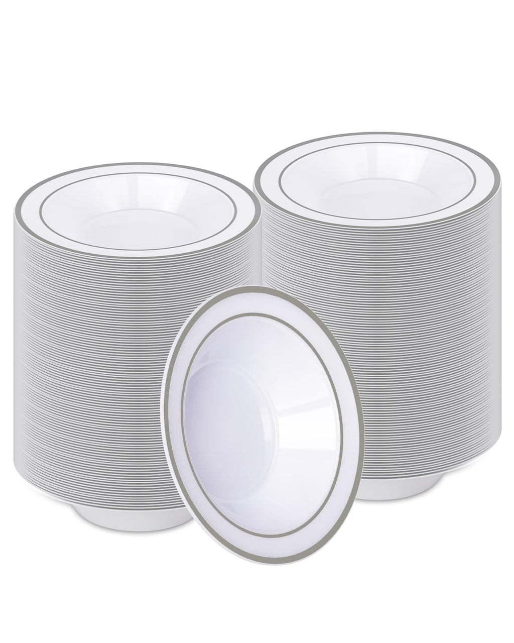 BESTVIP 100 Pack 12 oz White Plastic Bowls, Disposable Soup Bowls