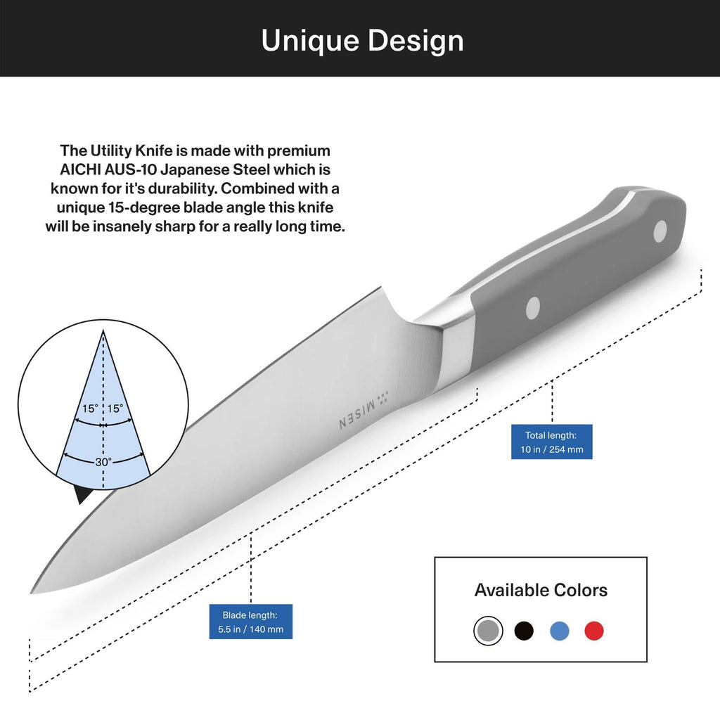 Misen 6.8" Chef Knife – High Carbon Japanese AUS-10 Stainless Steel – Hybrid German & Japanese Blade – Precision Kitchen Knife for Professionals & Home Cooks – Ultimate Cutting Performance - Gray