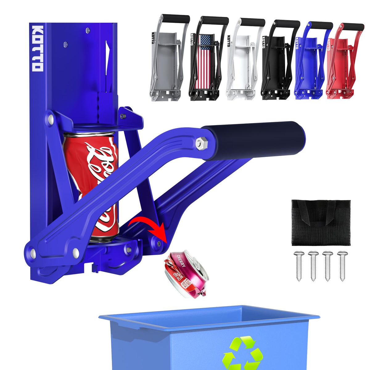 Kotto Can Crusher Wall Mounted for Recycling 8-16oz Aluminum Cans