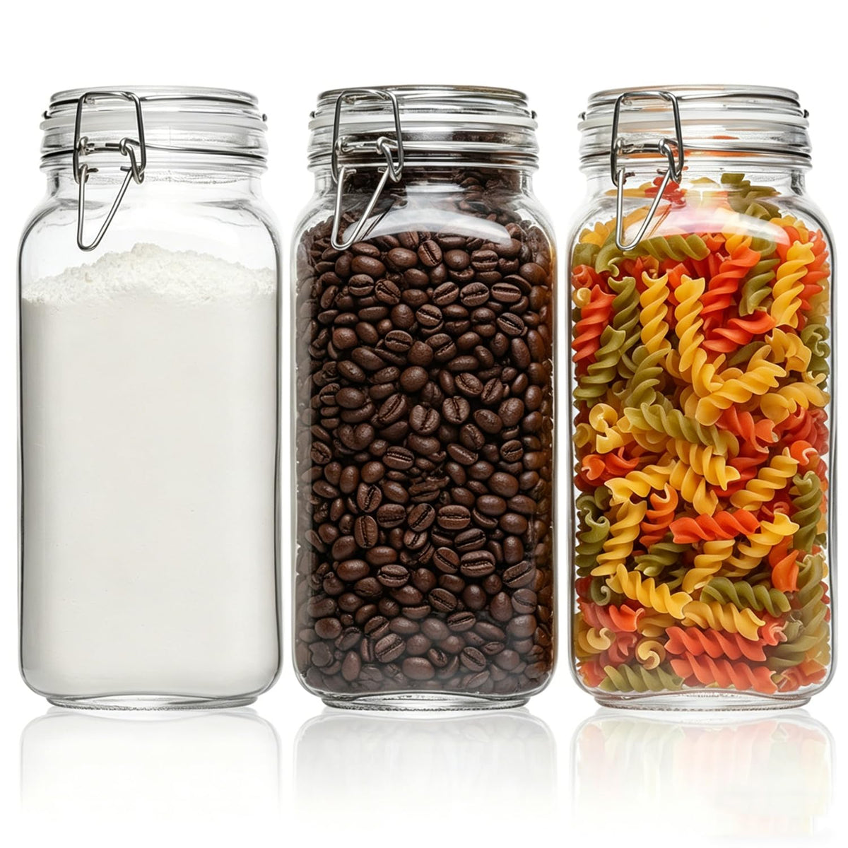 ComSaf Square Small 8 oz Glass Spice Jars with Airtight Lids 6 Pack Pantry