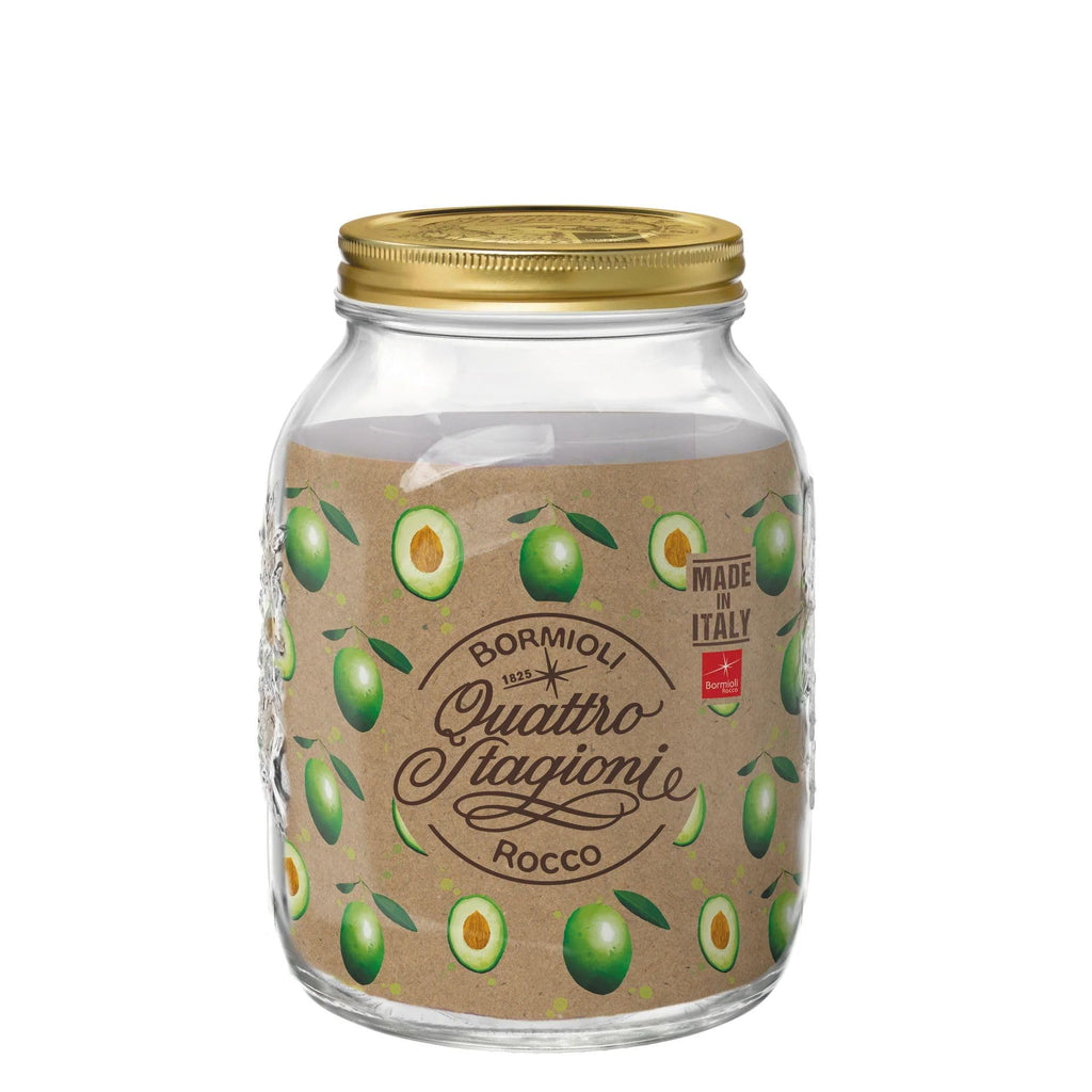 Bormioli Rocco Quattro Stagioni Mason Jar, 67.75 Oz - Clear/Gold
