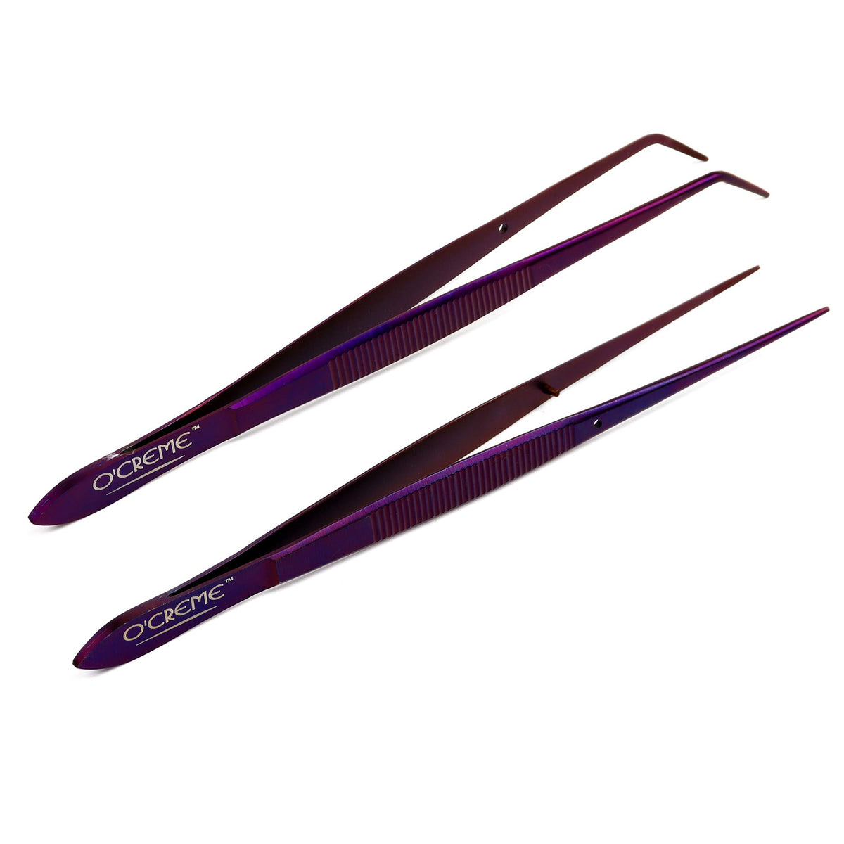 O'Creme Curved Tweezers 6.25 Inch Fine-Point Stainless Steel, Black