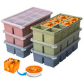 1/2 Cup Silicone Freezer Tray With Lid,Silicone Freezer Molds 6-Pack For meal prep & freezing of various sauces and other dishes, makes 48 perfect 1/2 cup portions cubes (Multicolor 6 Pack)