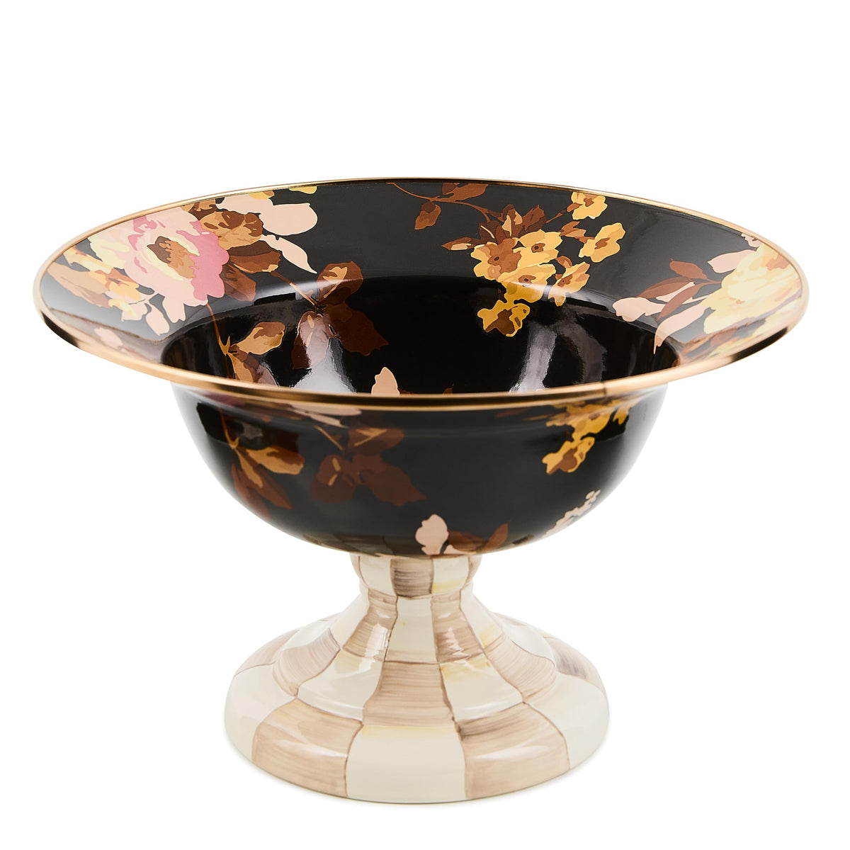 MACKENZIE-CHILDS Enamel Compote, Large, Pink-and-White Rosy Check