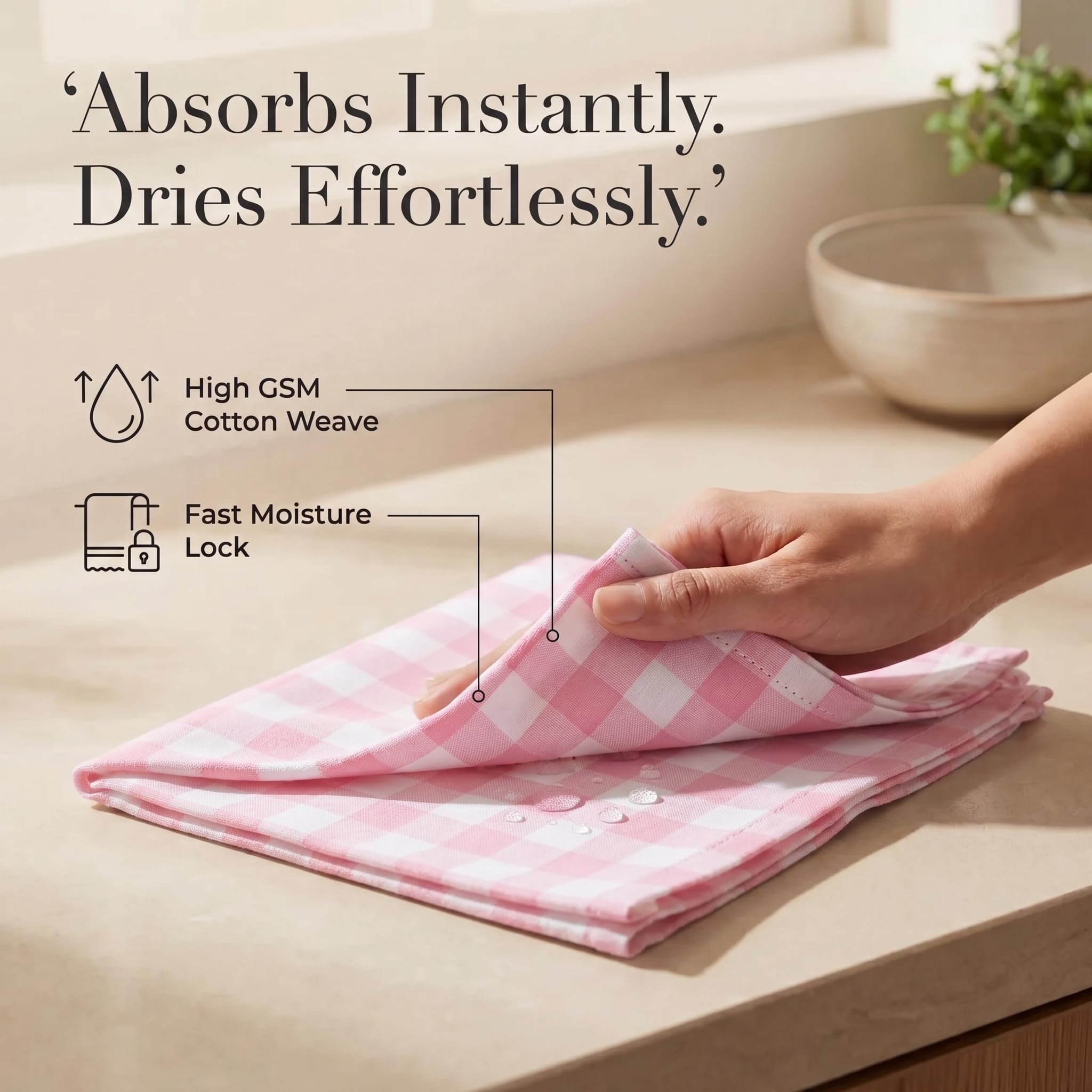 Urban Villa Cloth Napkins 100% Cotton Dinner Napkins Set of 12(20"x20") Highly Absorbent Washable Durable Reusable Napkins Ideal for Hotel Collection Lunch Restaurant Farmhouse Parties - Pink White