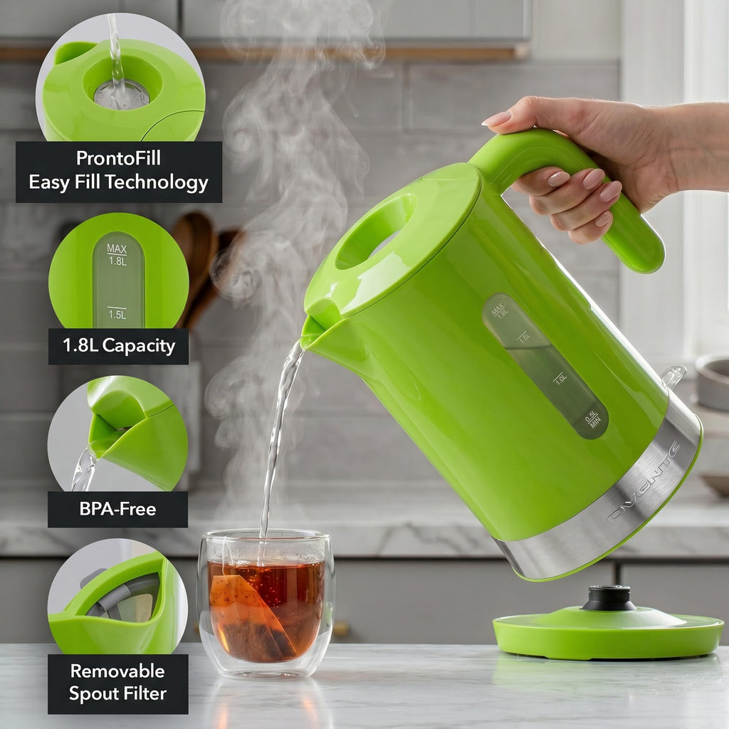 OVENTE 1.8L Electric Kettle with 1500W Fast Boiling Heater, Green KP413G