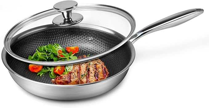 Innerwell 12" Non Stick Frying Pans,Stainless Steel Nonstick Frying Pan