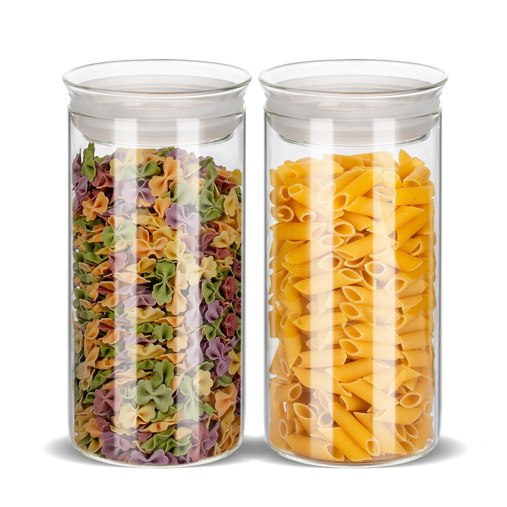 ZENS Glass Jars with Airtight Lid Set of 2, 37oz Kitchen Storage Jars
