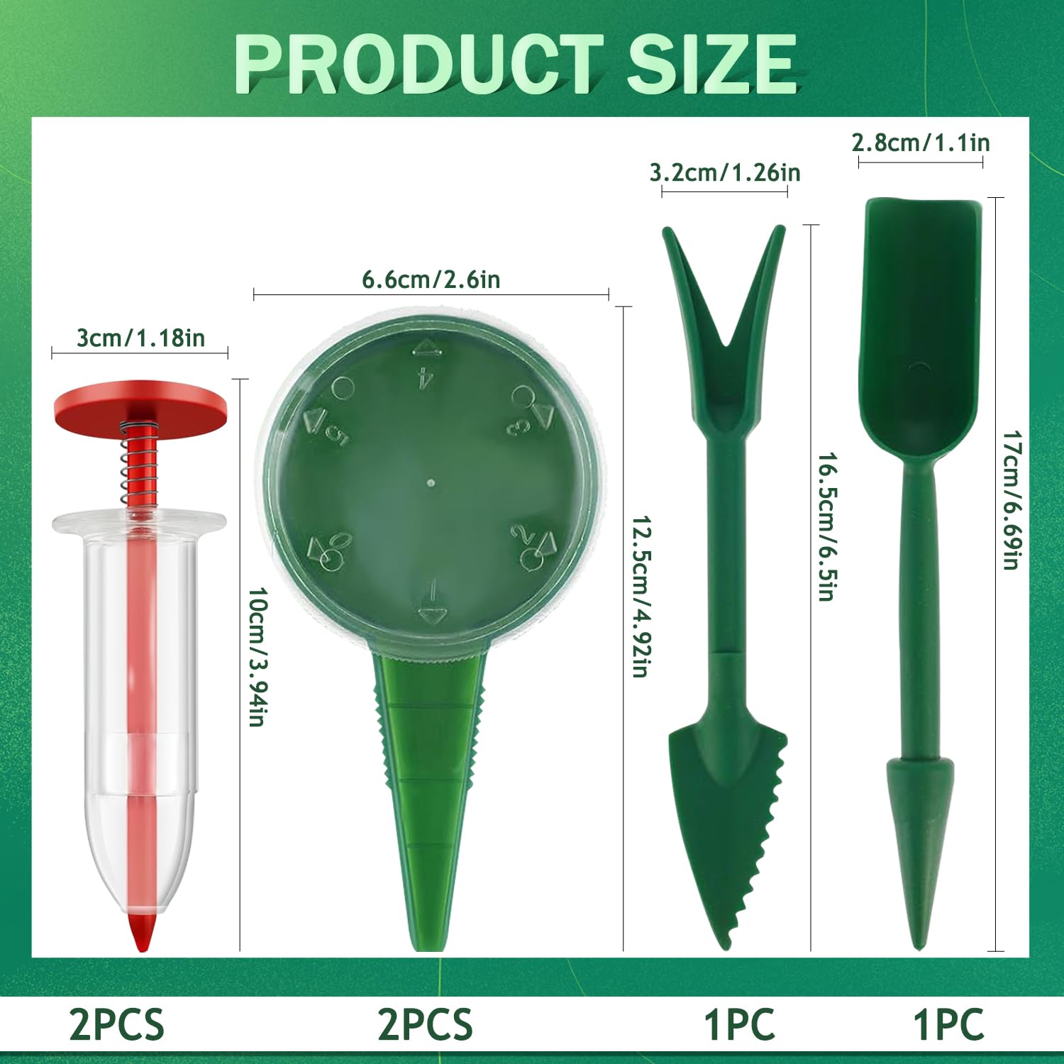 6 PCS Mini Seed Spreader, Sowing Seed Dispenser with 5 Speeds, Sowing Helper, Small Seed Planter Tool, Manual Seedlings Dibber and Widger Set, Seed Sower Spreader Handheld for Tiny Seeds (Red)