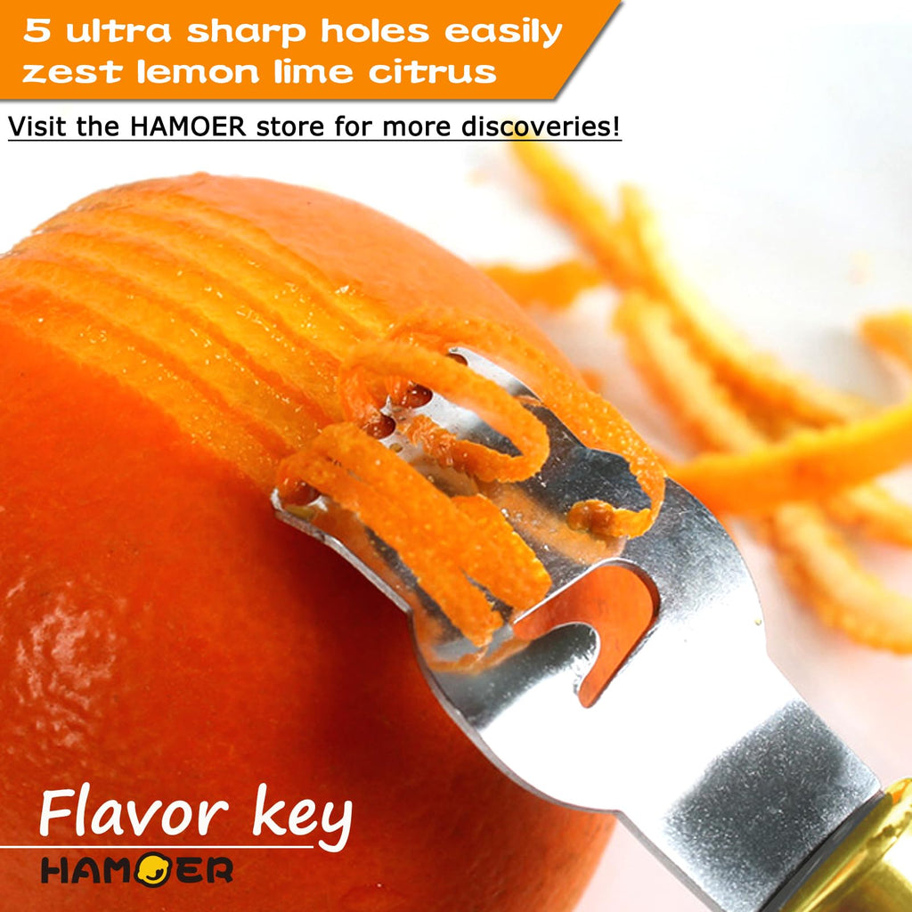 HAMOER Zester Channel Knife & Micro Plane Grater Tool Set Ergonomic Handle