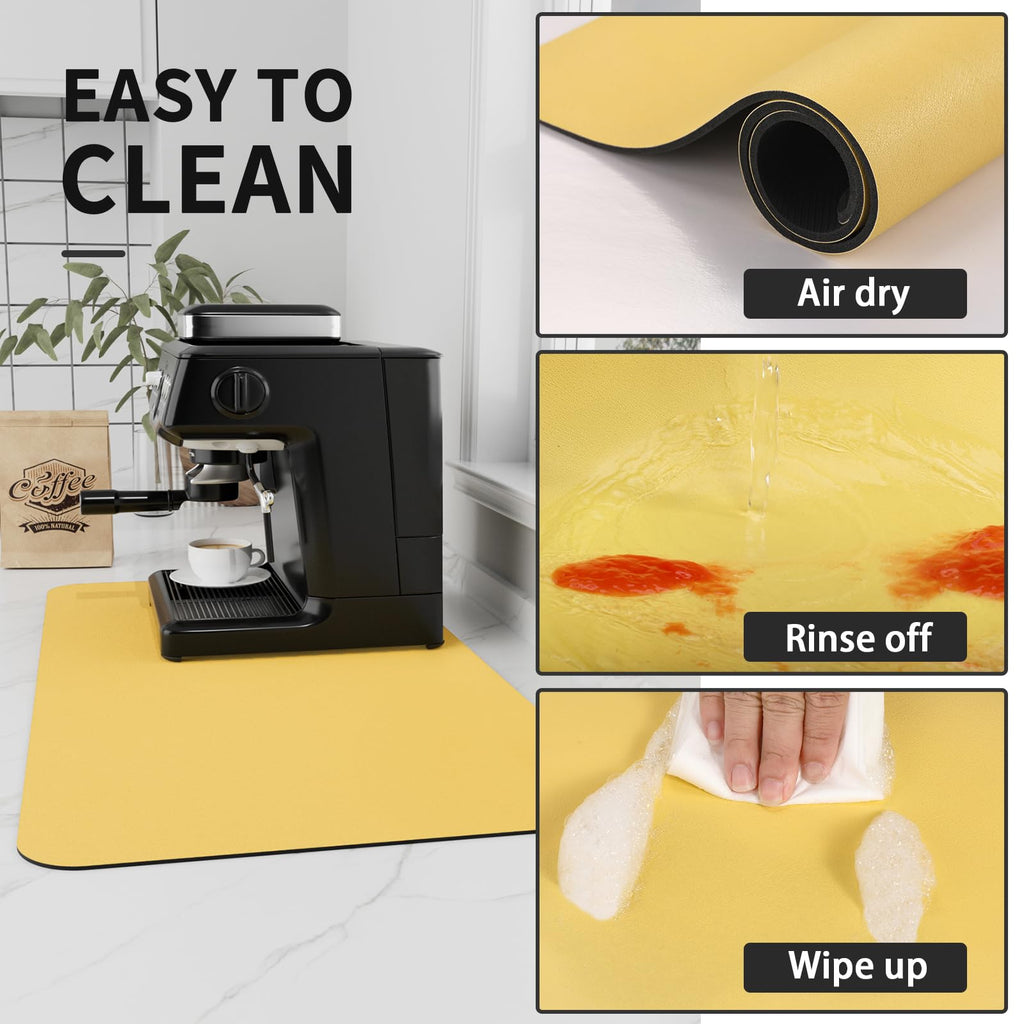HotLive Coffee Mat - Absorbent Hide Stain Rubber Backed Dish Drying Mat for Kitchen Counter - Bar Mats for Countertops Accessories Fit Under Coffee Maker Espresso Machine