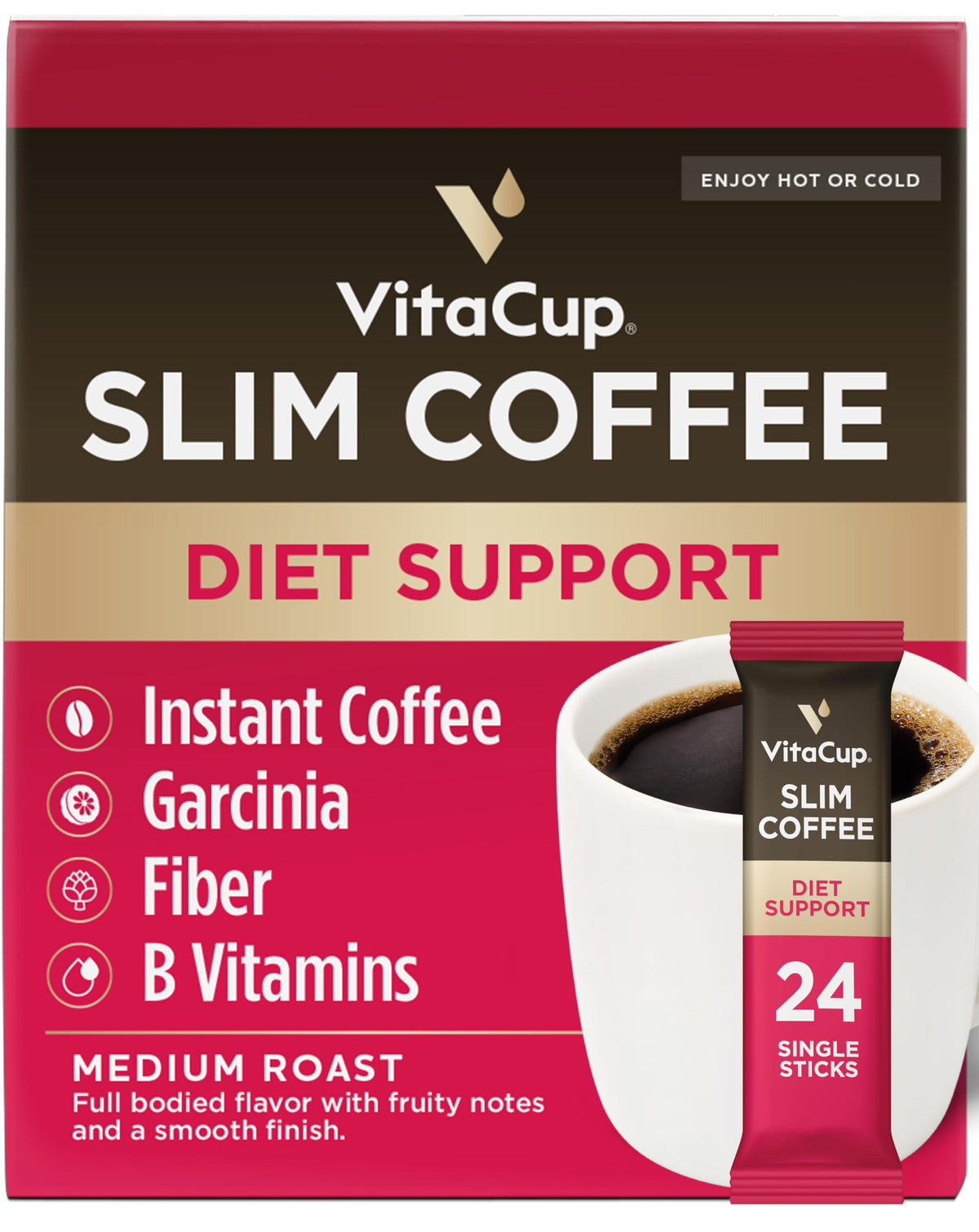 VitaCup Perfect Low Acid USDA Organic Instant Coffee Packets 24ct