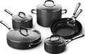 Calphalon 10-Piece Non-Stick Kitchen Cookware Set Black Pots & Pans with Stay-Cool Stainless Steel Handles Hard-Anodized Aluminum for Even Heating