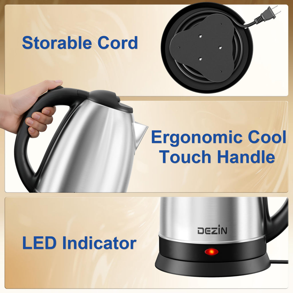 DEZIN 2L Electric Kettle, Fast Boil Electric Tea Kettle, 1000W Water Boiler