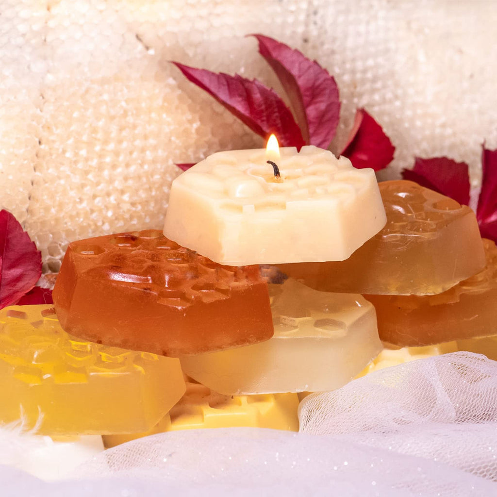 PSKJATIN 3 Pcs Honeycomb Soap Molds-Honeybee Silicone Molds for Soap,3D Bee Soap Molds for Homemade Soap Bath Bombs Shower Steamer Lotion Bars Chocolate Candy