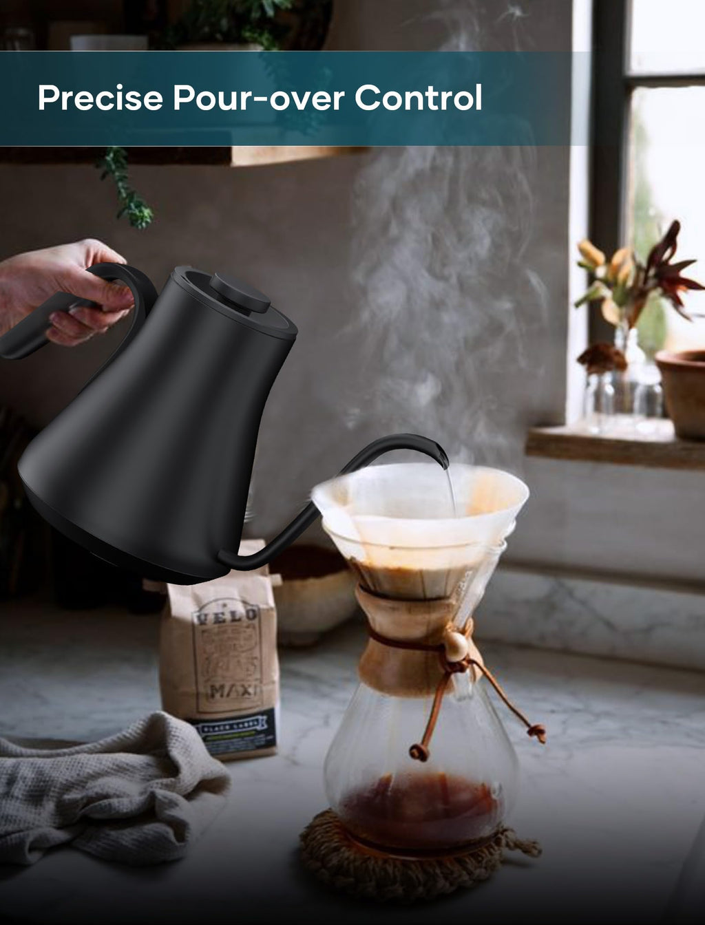 INTASTING Gooseneck Electric Kettle with ±1℉ Temperature Control 0.9 Liter