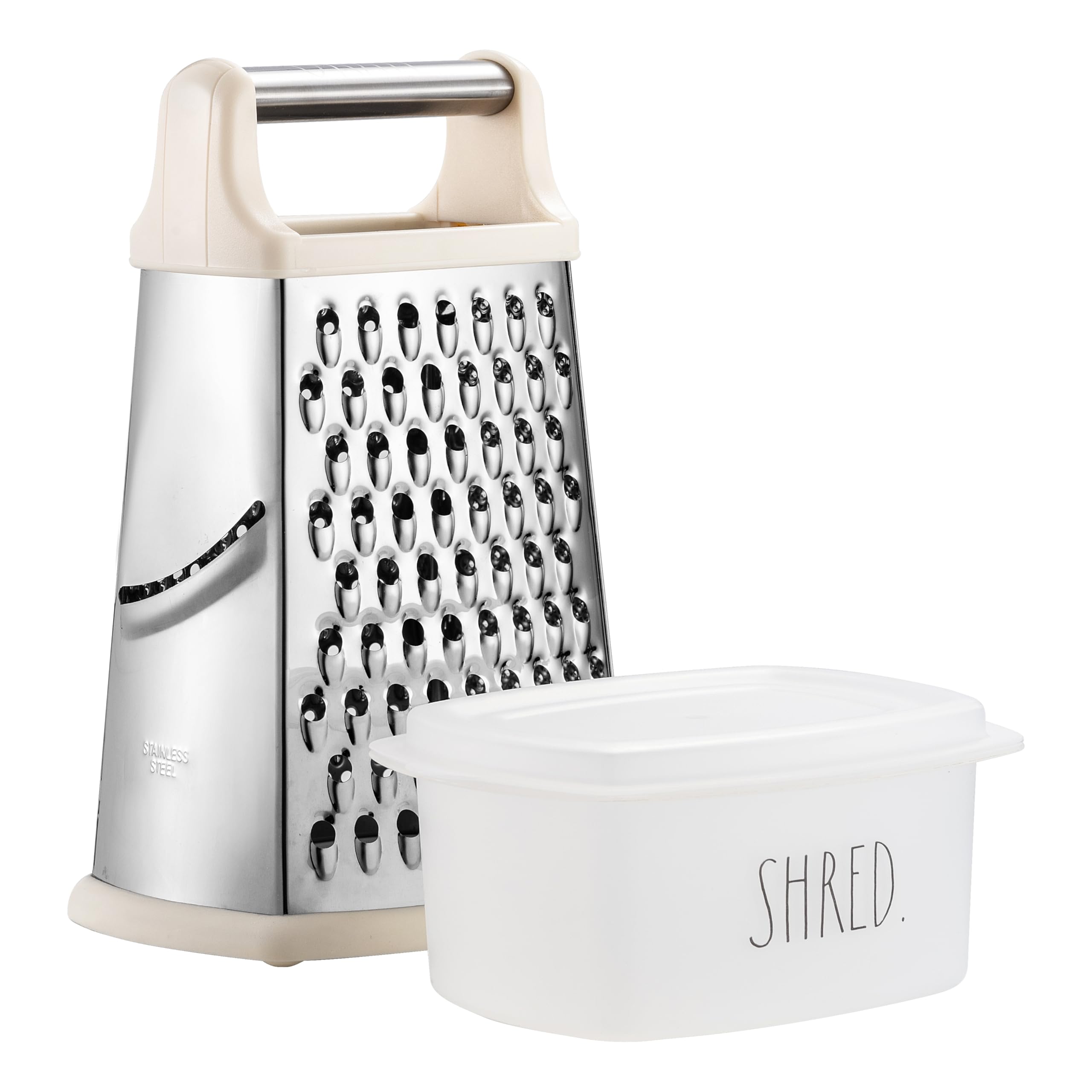 Rae Dunn Everyday Collection Multifunction Grater- Stainless Steel Grater and Zester for Cheese, Spices, Vegetables, Cream