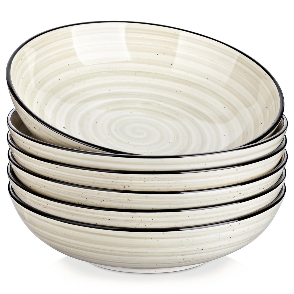 vancasso Bonita Pasta Bowls Set of 6, 50oz Large Salad Bowls for Kitchen, Corlorful Stoneware Serving Bowls Dishwasher & Microwave Safe