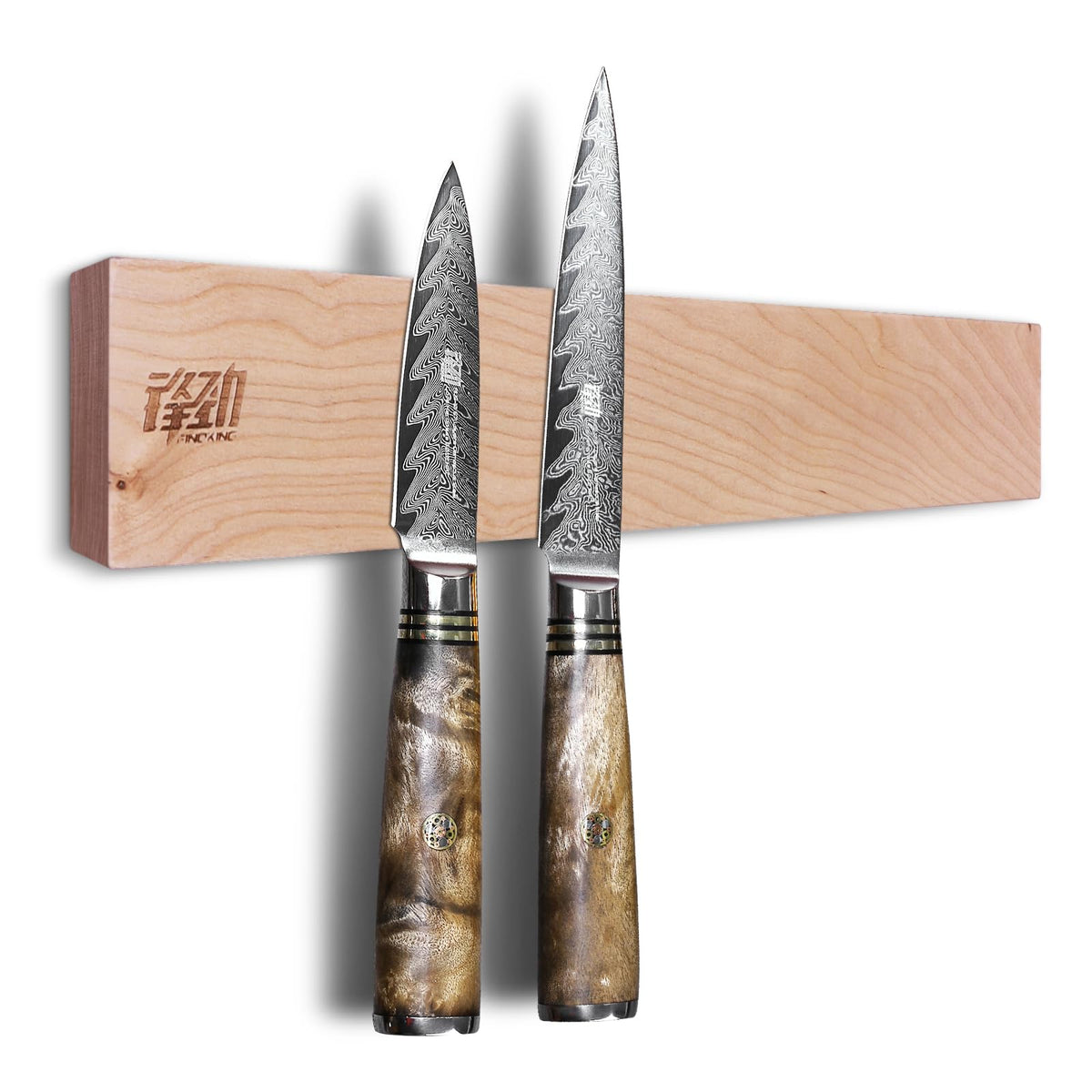 FINDKING Maple Wood Magnetic Knife Strip, Wall Mounted Wooden Knife Holder with Strong Magnets for Kitchen Organization, 16 Inch Beige, Without Knives