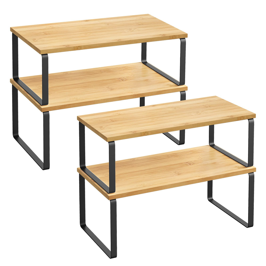 SONGMICS Cabinet Organizer Shelf, Set of 4 Spice Rack, Kitchen Storage