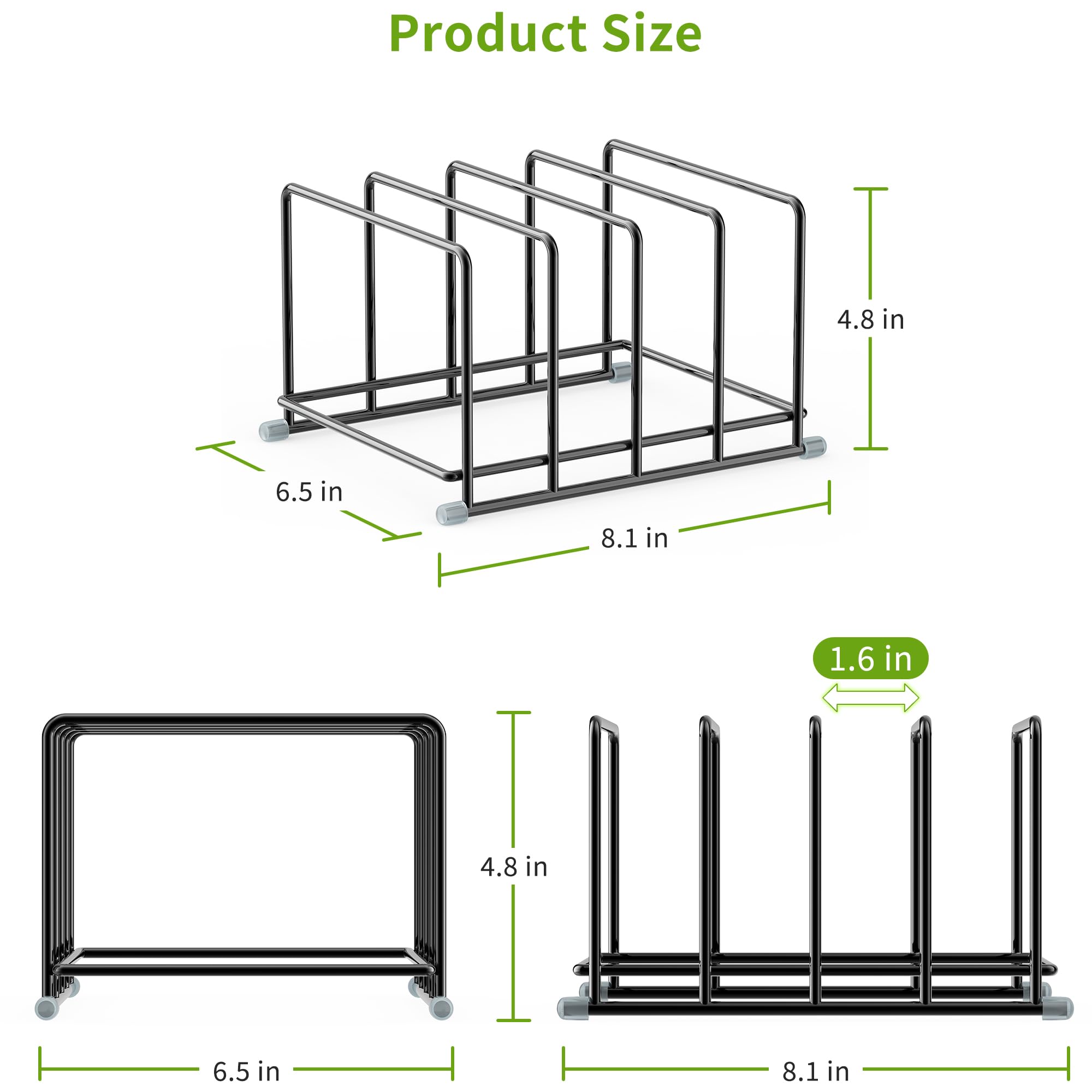 PLUVON Cutting Board Organizer-1.6in Wide Kitchen Cutting Board Holder Stand for Pan,Baking Sheets,Cookie Sheets with 4 Slots,Baking Sheet Oragnizer(2PC-Medium)