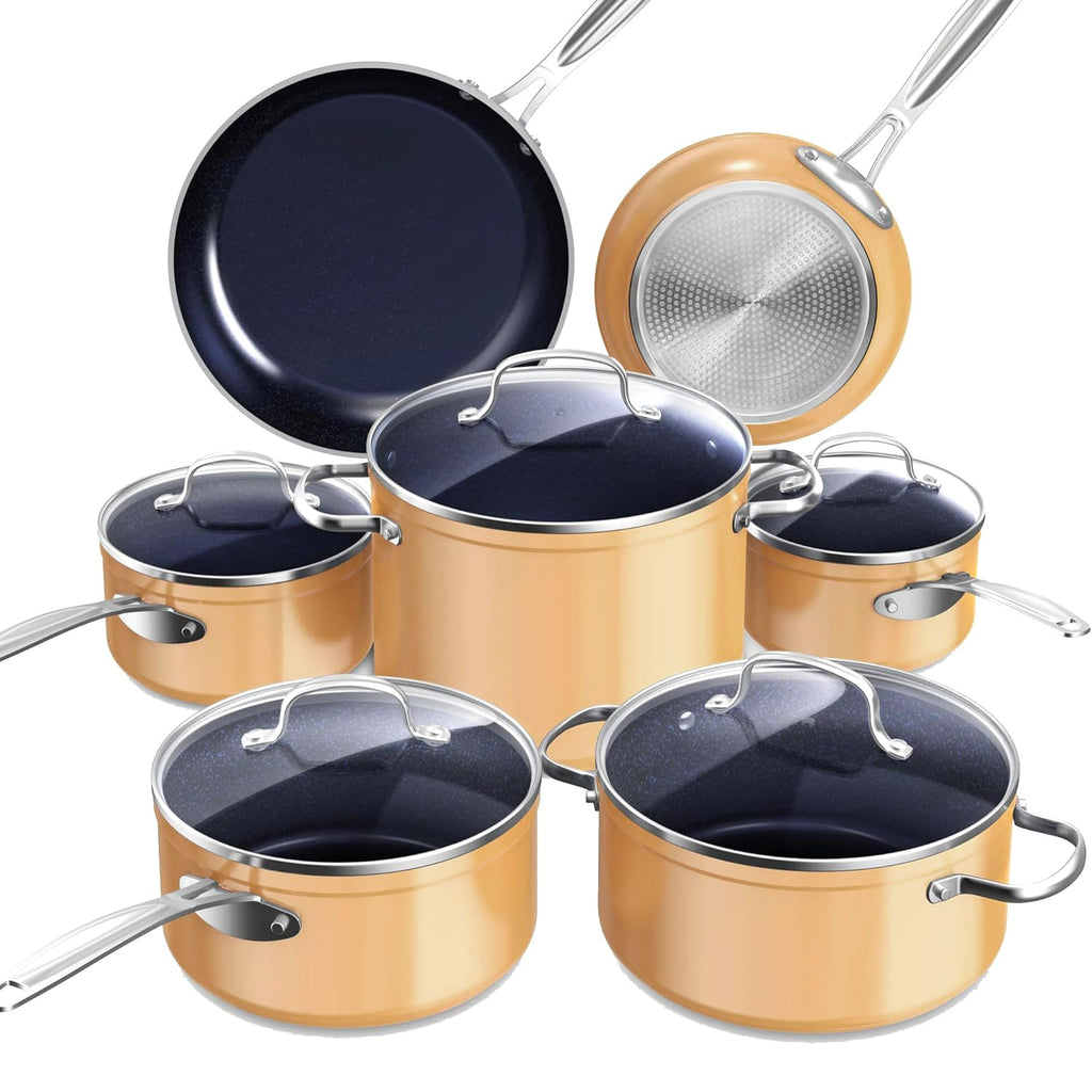 Nuwave Healthy Duralon Blue Ceramic Nonstick Cookware Set, PFAS Free
