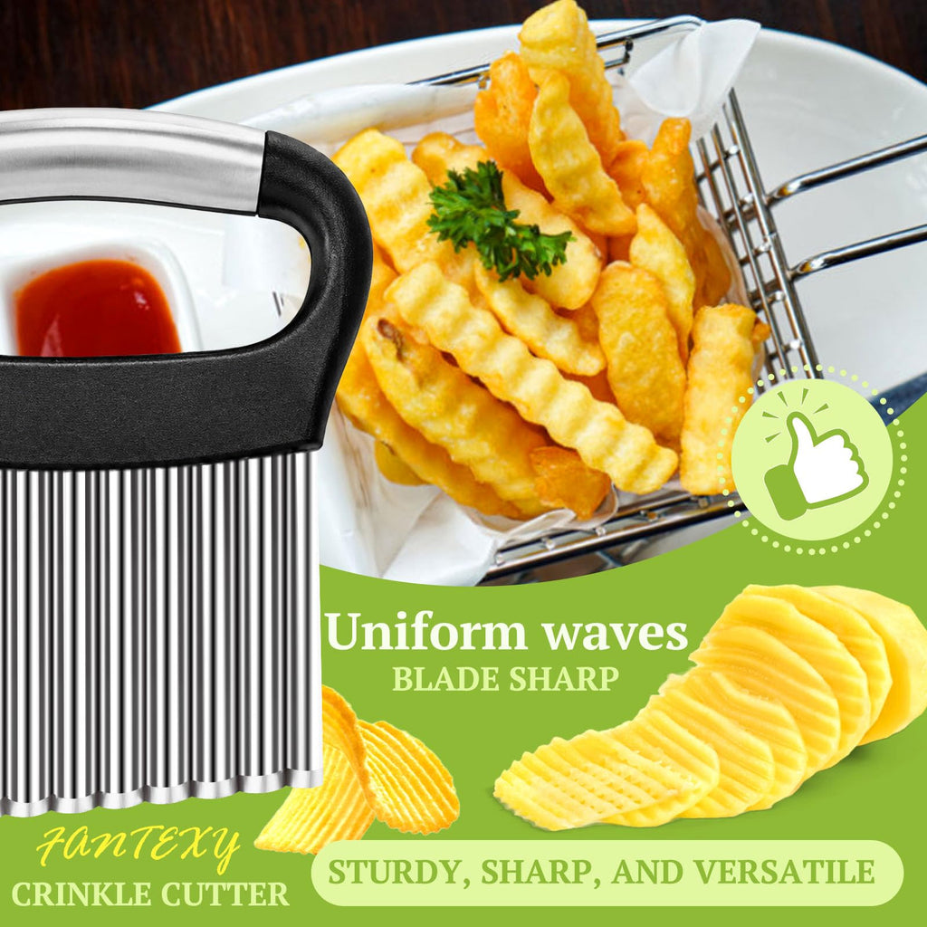 FANTEXY Crinkle Cutter, Stainless Steel, Black