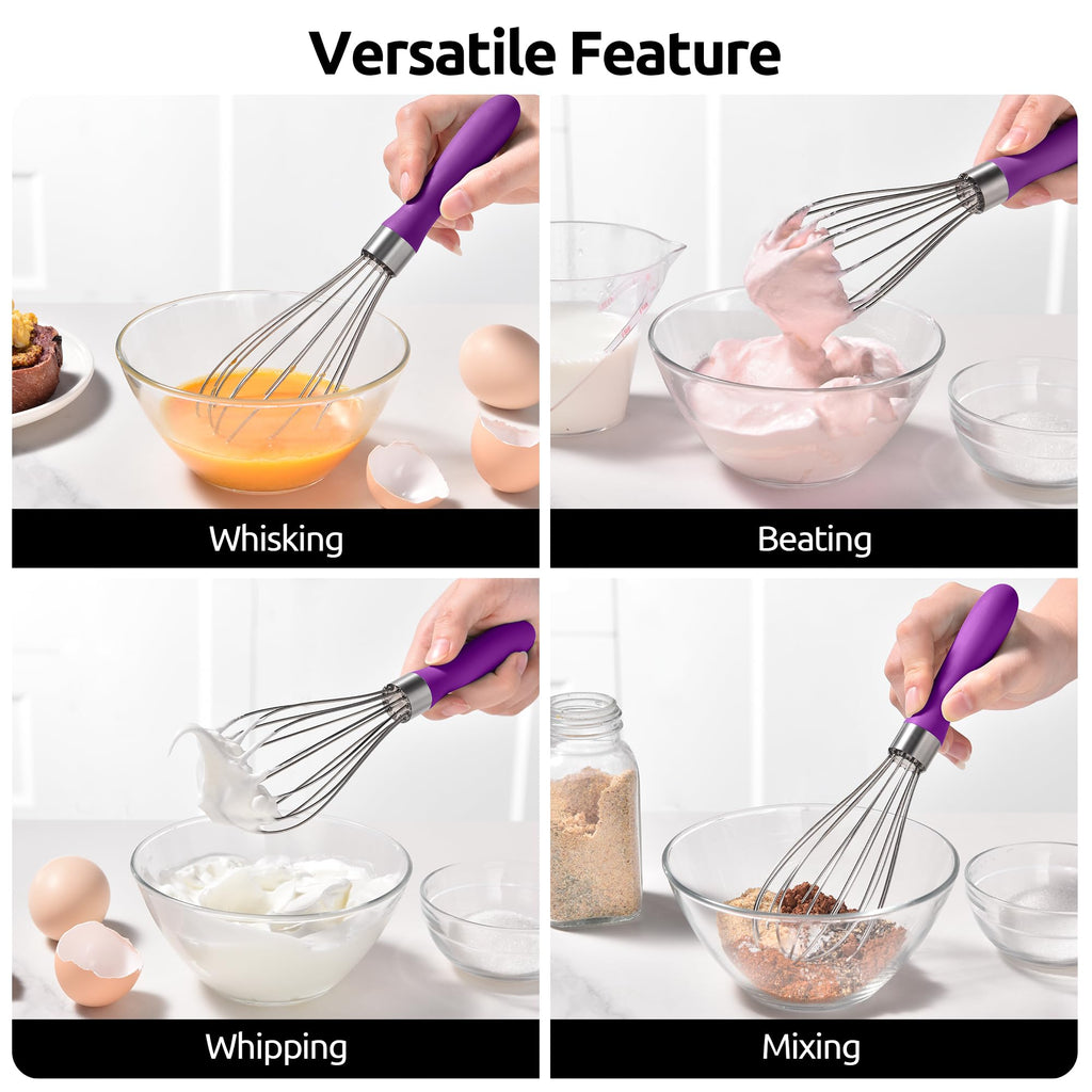 U-Taste Wire Whisk for Cooking, 18/10 Stainless Steel Balloon Wisk,S/Purple