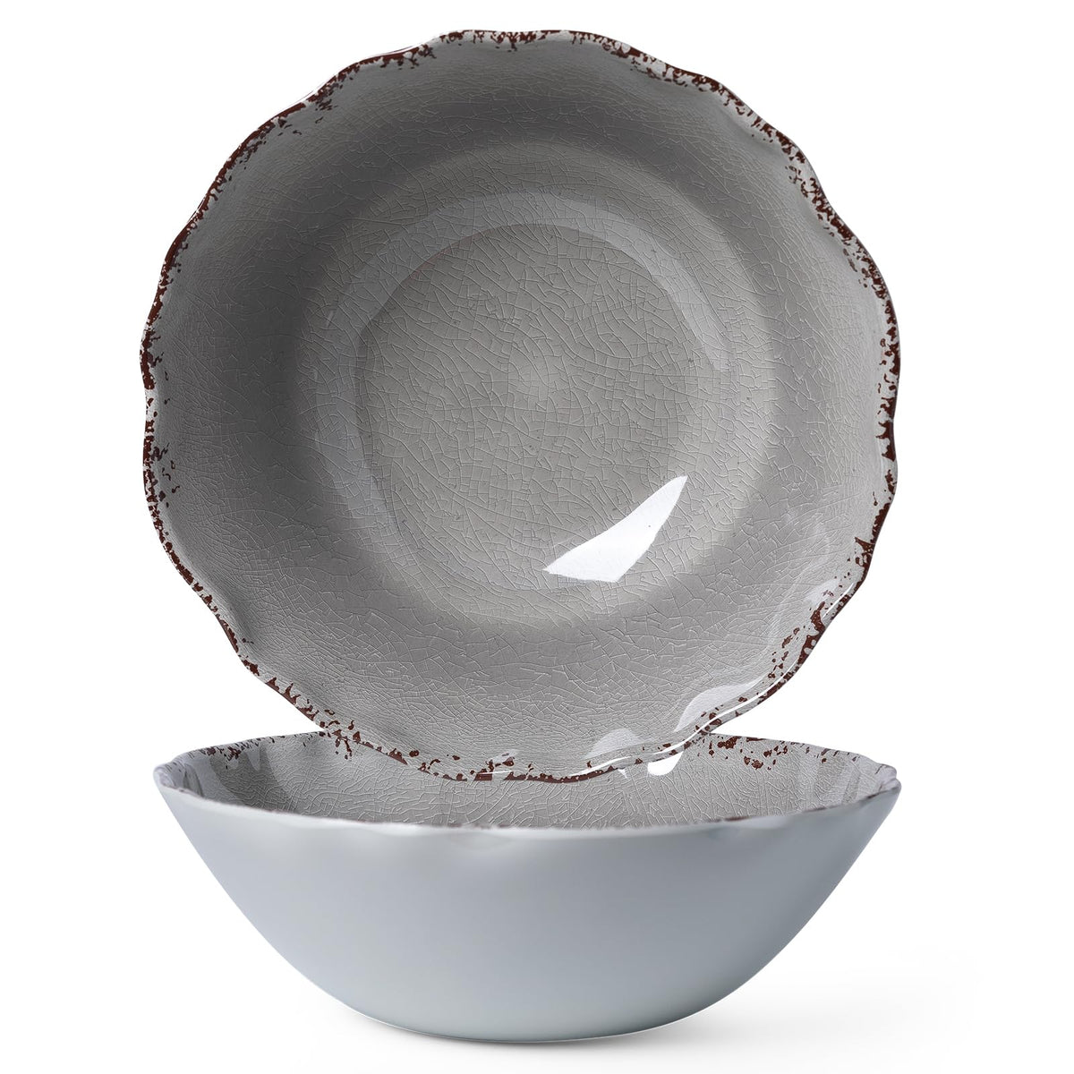 LEHAHA Extra larger Melamine serving bowl set, Coastal 13.75 Inch 130 Oz Large Fruit Bowl, Pasta Bowl, Set of 2, Serving Dishes for Entertaining, Vibrant Color Large Bowl for Party…