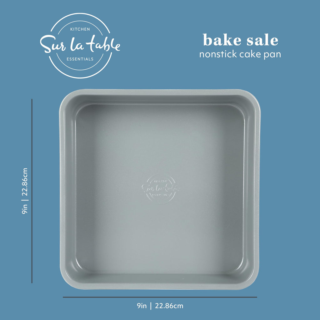 Sur La Table Kitchen Essentials Bake Sale 9 Inch PFOA, PFAS, PTFE Free Nonstick Rectangular Cake Pan - Linen White
