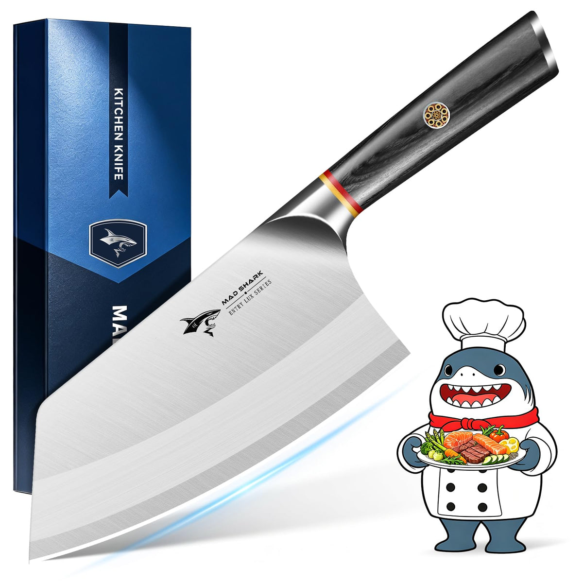 MAD SHARK 7.5 Inch Meat Cleaver with German Military Grade Composite Steel